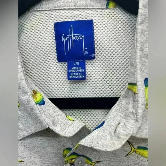 Guy Harvey Button front Resort polyester Fish shirt front pocket short sleeve - Picture 5 of 8